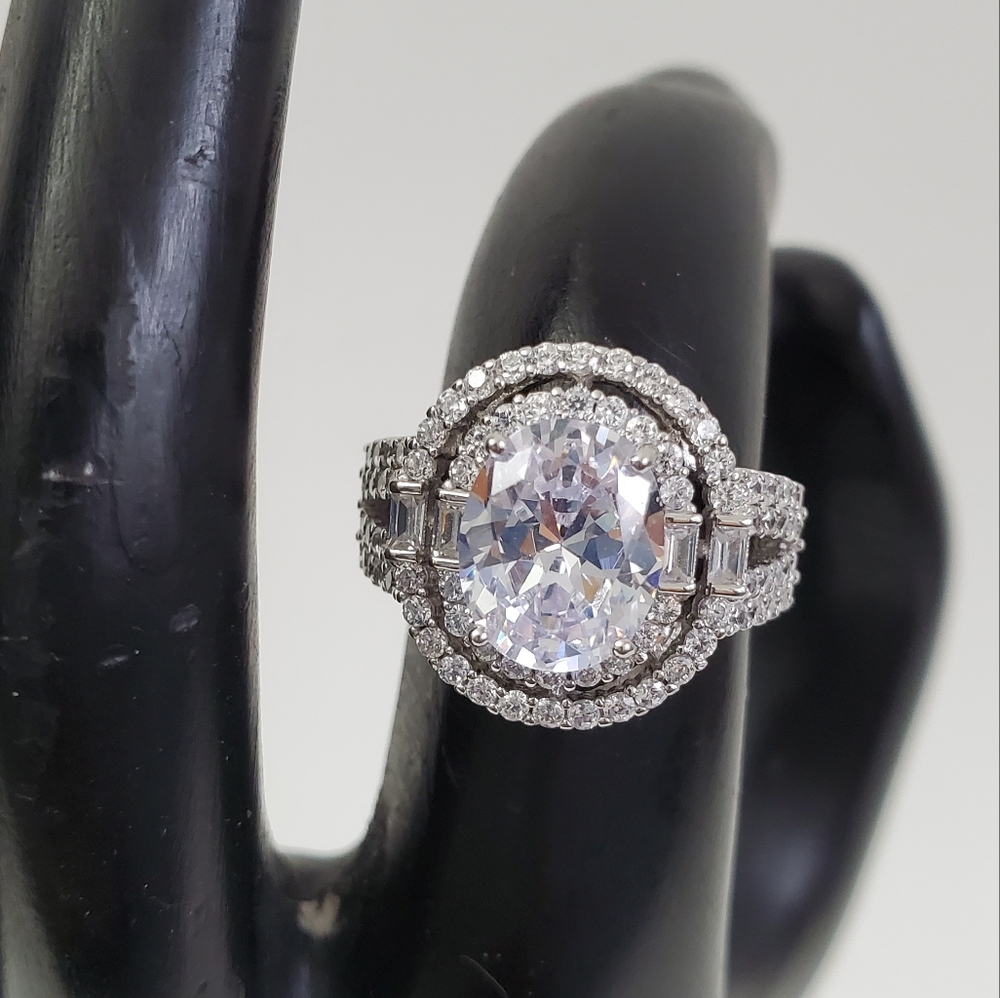 Sterling Silver 925 Solitaire Halo Ring